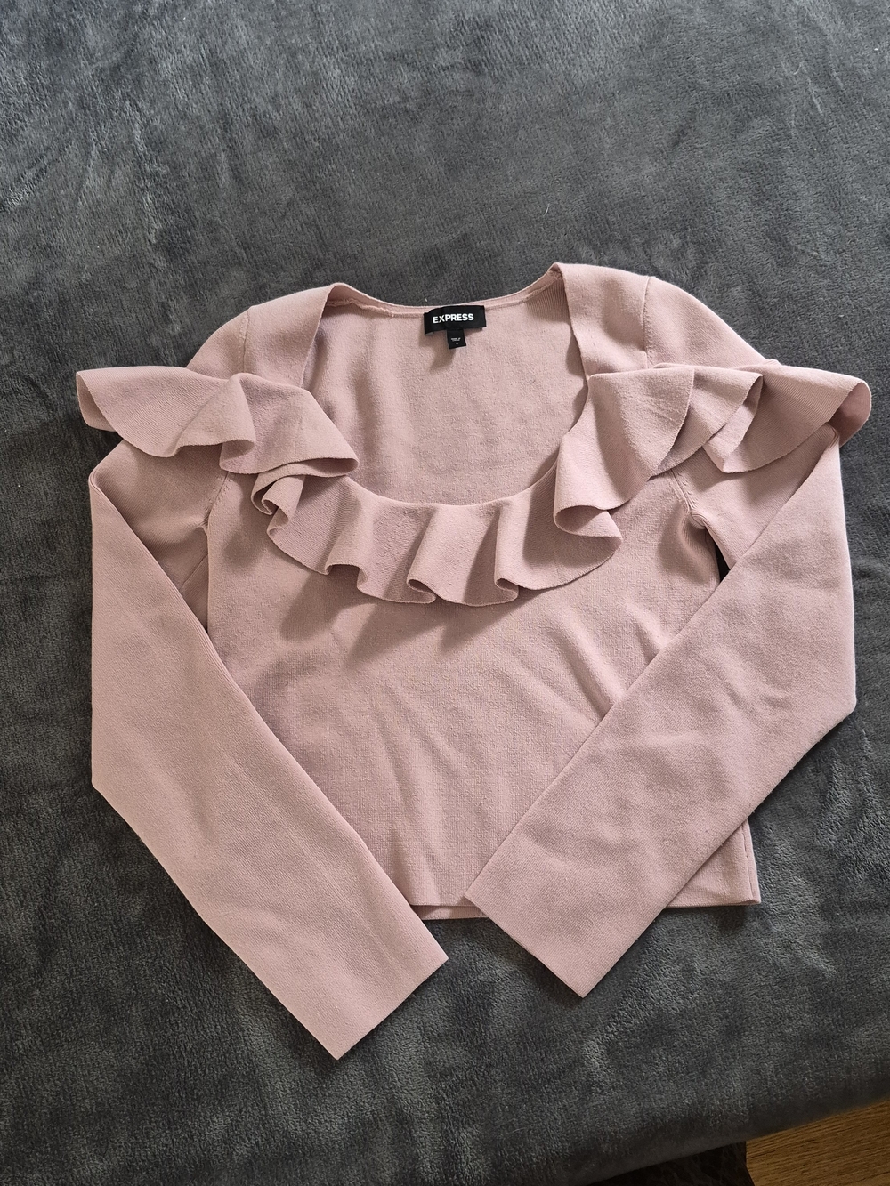 Express Dusty Pink Scoop Neck Long Sleeve Top